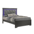thumbnail image 3 of Blaze Modern Style King 4PC bedroom set made with Wood & LED Headboard in Gray, 3 of 19