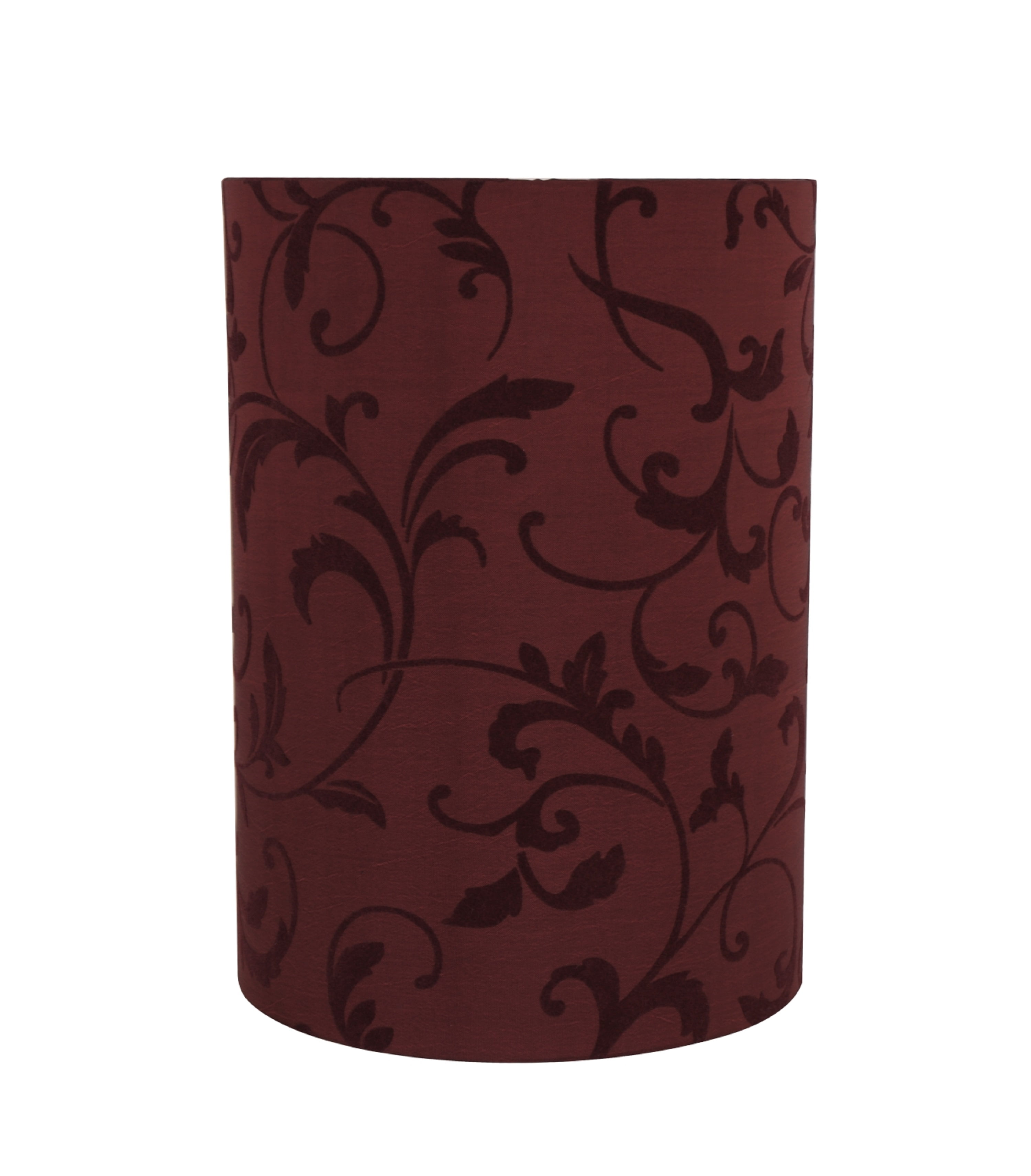 Red Flock Printing Fabric Drum Lamp Shade, 8" x 11"