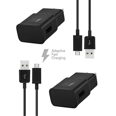Ixir Samsung Galaxy J7 Charger Fast Micro USB 2.0 Cable Kit by TruWire - {2 Fast Wall Charger + 2 Micro Cable} True Digital Adaptive Fast Charging uses dual voltages for up to 50% faster charging!
