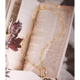thumbnail image 5 of 18K Gold Plated Paperclip Chain Necklace Fashion CZ Pave Oval Screw Lock Carabiner Clasp Pendant Necklace Geometric Link Chain Layering Jewelry for Women, 5 of 7