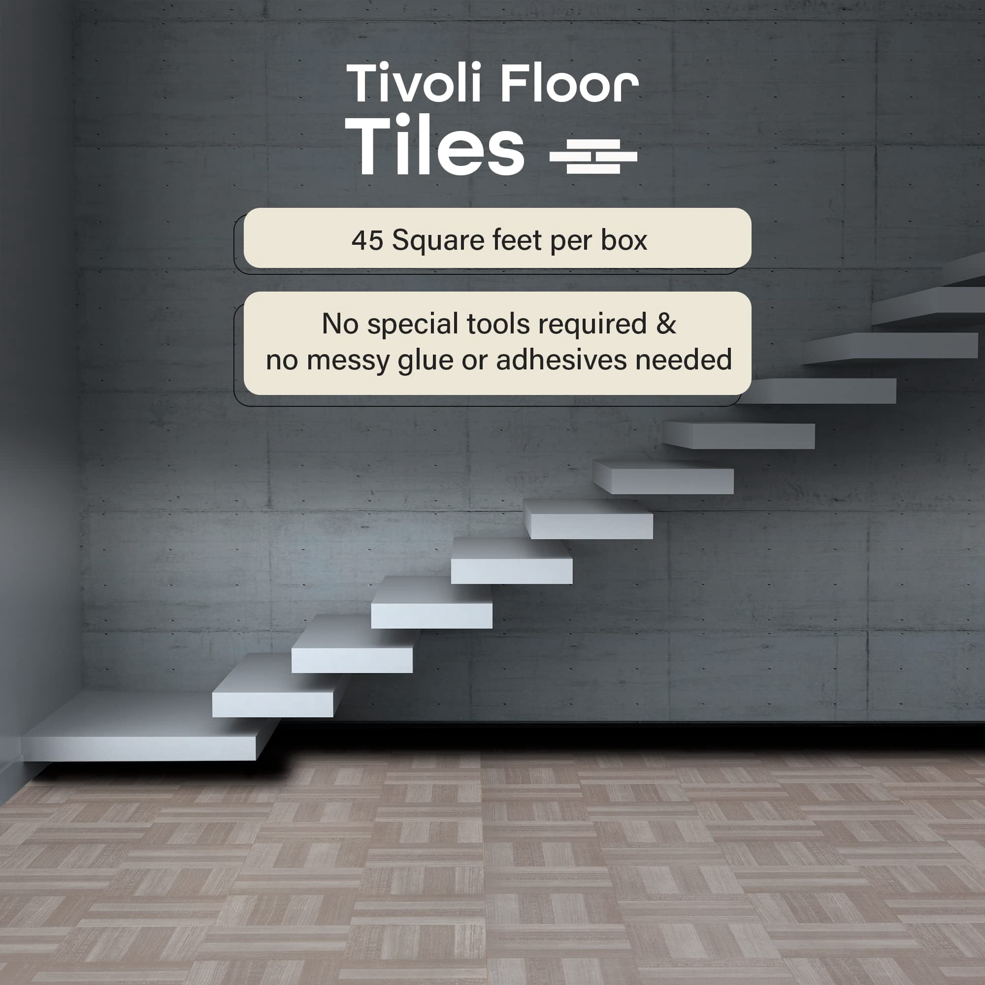 Tivoli Self Adhesive Vinyl Floor Tiles  45 - 12" X Ash Grey Wood- Peel & Stick Diy Flooring For Kitchen Dining Room Bedrooms Basements Bathrooms By Home Decor