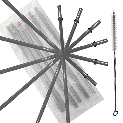 California Straw 9” Smoke Replacement Acrylic Straw Set of 6, Fits 16oz
