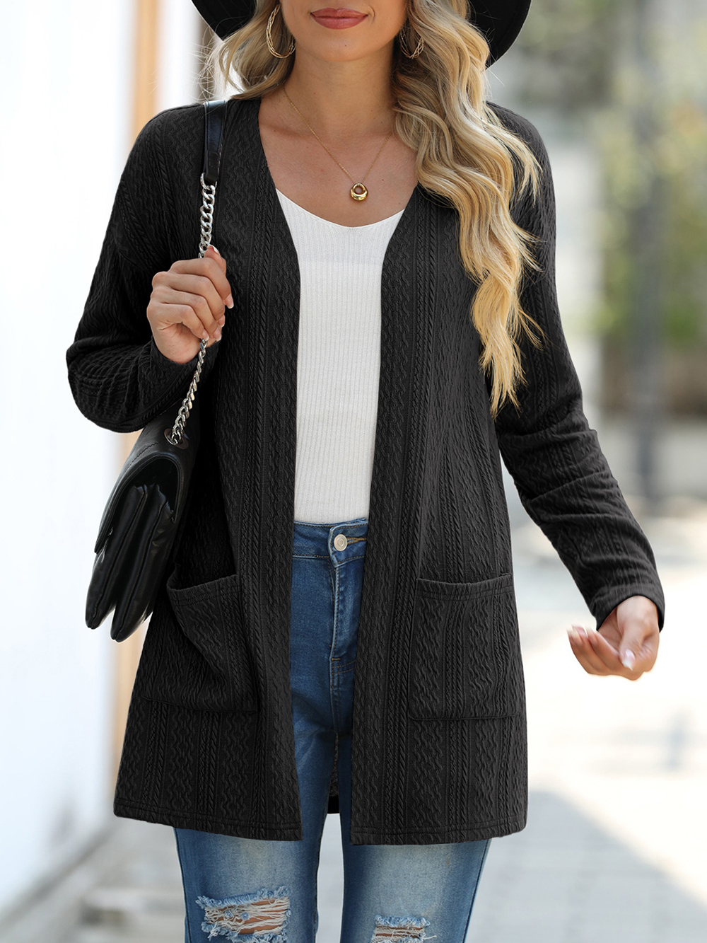 JWD Women's Slim Fit Cardigan Sweater, Black photo 4
