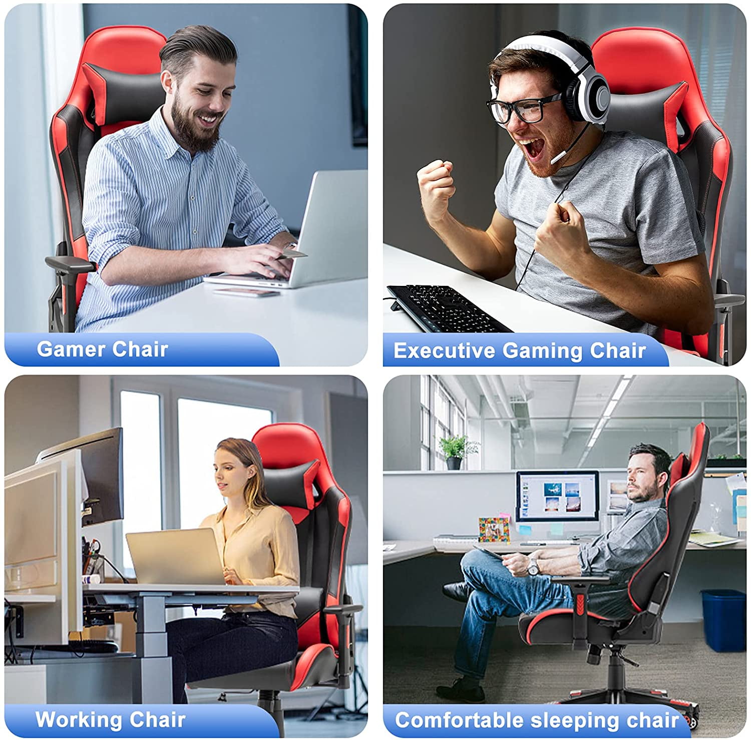 Buy SeekFancy Gaming Chair 400lbs, Leather Office Desk Chair Racing