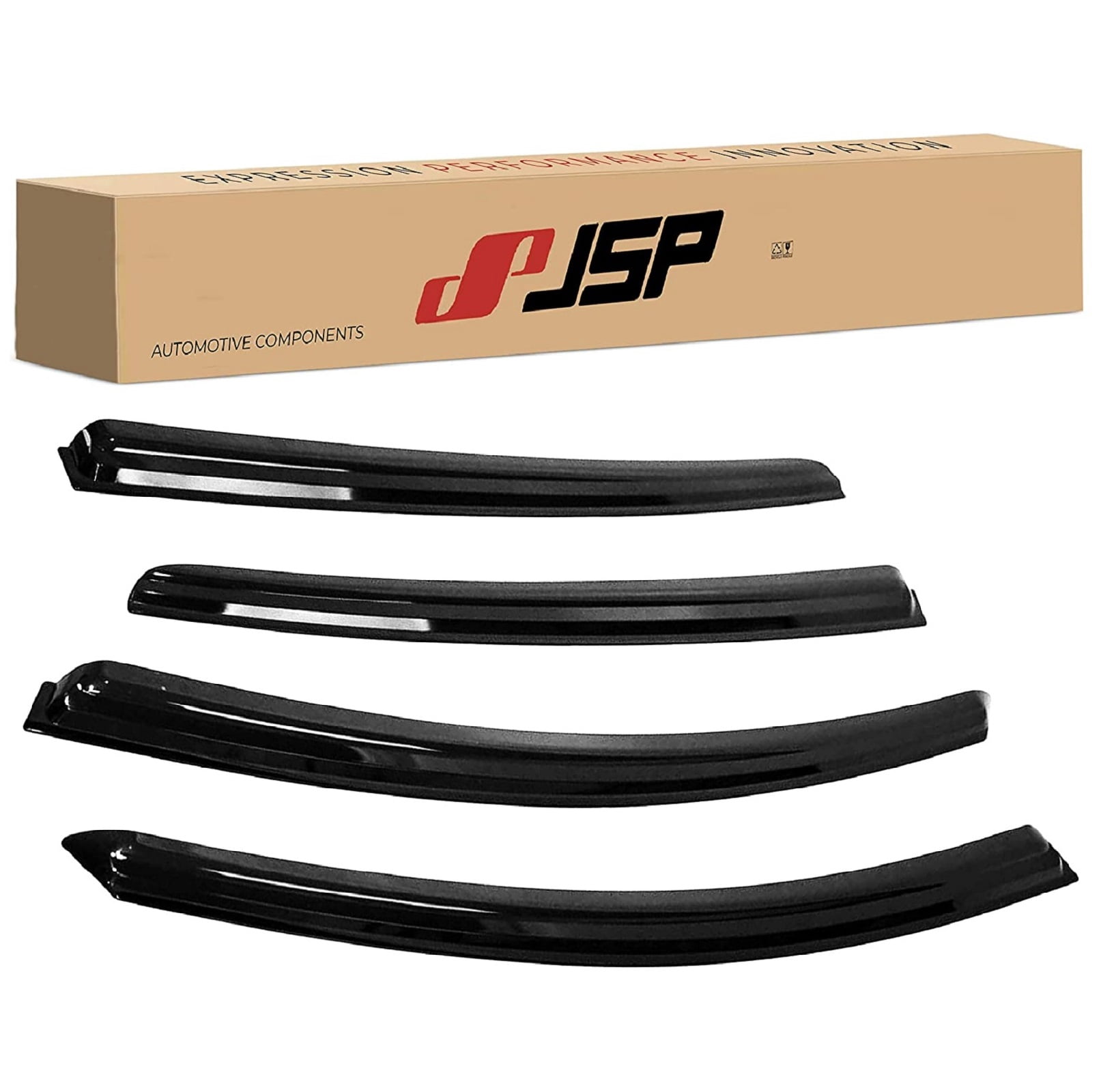 JSP Side Window Deflector Strip, Out-Channel Rain Guard for Chevrolet Cruze 2016-2019, Dark Smoke Acrylic, Adhesive Tape Mount Wind/Sun/Rain Shade, Set of 4