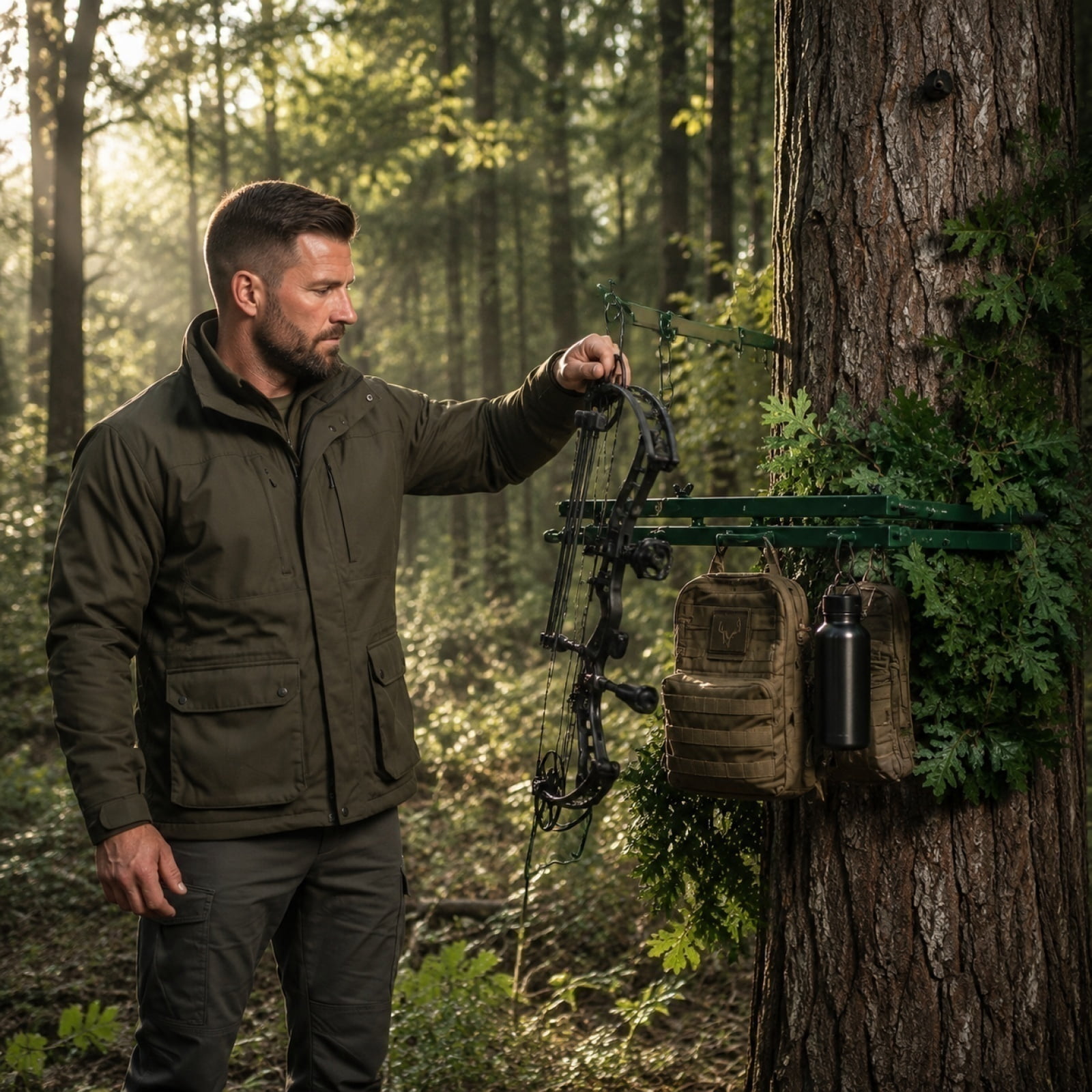 2026 Hunting Camouflage Branch Stand, Screening Stand for Tree Stands, Portable Camo Cover for Hunting Blinds, Outdoor Hunting Accessories