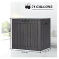 thumbnail image 3 of 31 Gallon Deck Box Outdoor Storage, Waterproof Resin Shed for Patio, Garden; UV Resistant Lockable Storage Container; Indoor Outdoor Use - Gray, 3 of 5