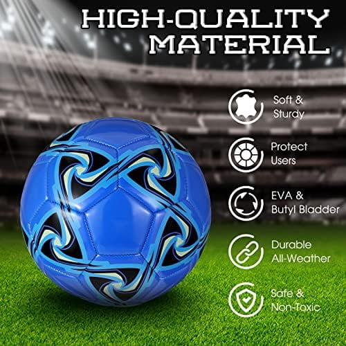 YNGLLC 6 Pcs Soccer Ball Bulk with Pump Official Size Indoor Outdoor Sport Soccer Gift for Kids Teen Adult Practice Game Back to School