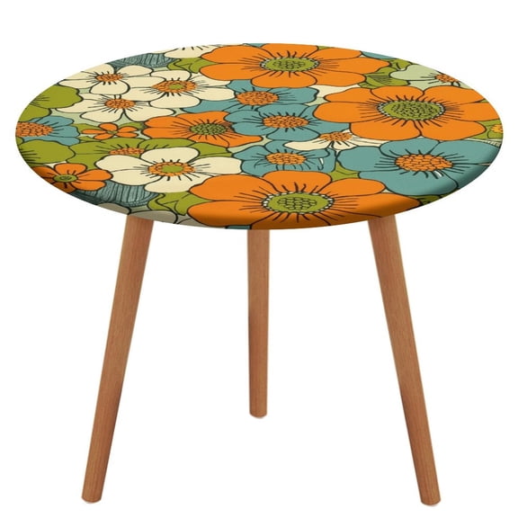 Nostalgic Vintage Floral Fitted Table Cover - Waterproof Elastic Edged Tablecloth Wipeable Table Cloth for Spring Party Dinner Table Decor (Fit for 45"-54" Round Tables)