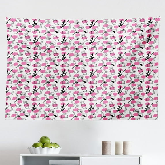 Fashion Tapestry, Stiletto High Heels Feminine Floral Ornaments Flower Silhouette Illustration, Fabric Wall Hanging Decor for Bedroom Living Room Dorm, 2 Sizes, Rose Pale Rose, by Ambesonne