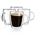 thumbnail image 1 of Tazas de café YUNCANG de doble pared, 470 ml, vidrio transparente, paquete de 4, 1 of 7