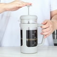 thumbnail image 4 of Easyworkz French Press 34 oz Coffee Tea Maker with Borosilicate Glass,Soft Grip Handle,Light Grey, 4 of 9