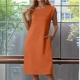 thumbnail image 2 of Jamsmile Womens Tshirts Sleeveless Dress Summer Round Neck Dress With Side Slits Pocket Summer Loose Fit Plain Mini Dress, 2 of 5