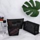 thumbnail image 2 of Neceser de malla para cosméticos, 3 piezas, con cremallera, organizador de maquillaje para hombre y mujer (negro), 2 of 5