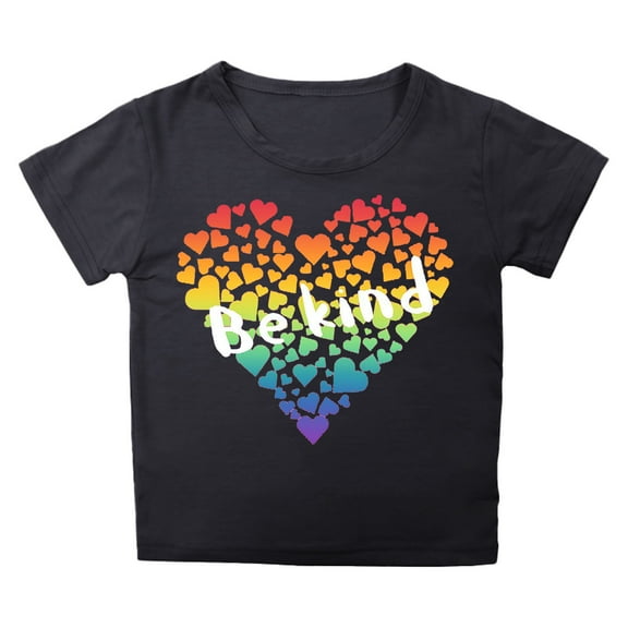 WOYY Toddler Girls Graphic T-Shirt "Be Kind" Theme Short Sleeve T Shirt Casual Graphic Tee