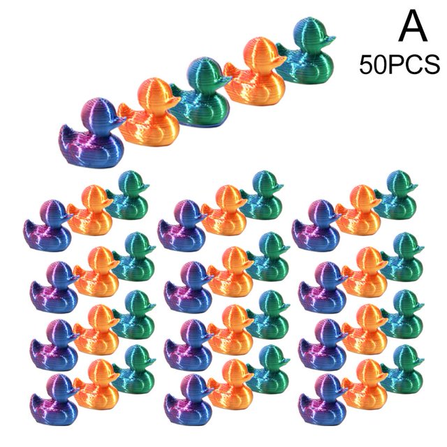 50pcs 3D Printed Duck Toys - PLA Material, 1.5cm/0.6inch, Assorted Colors