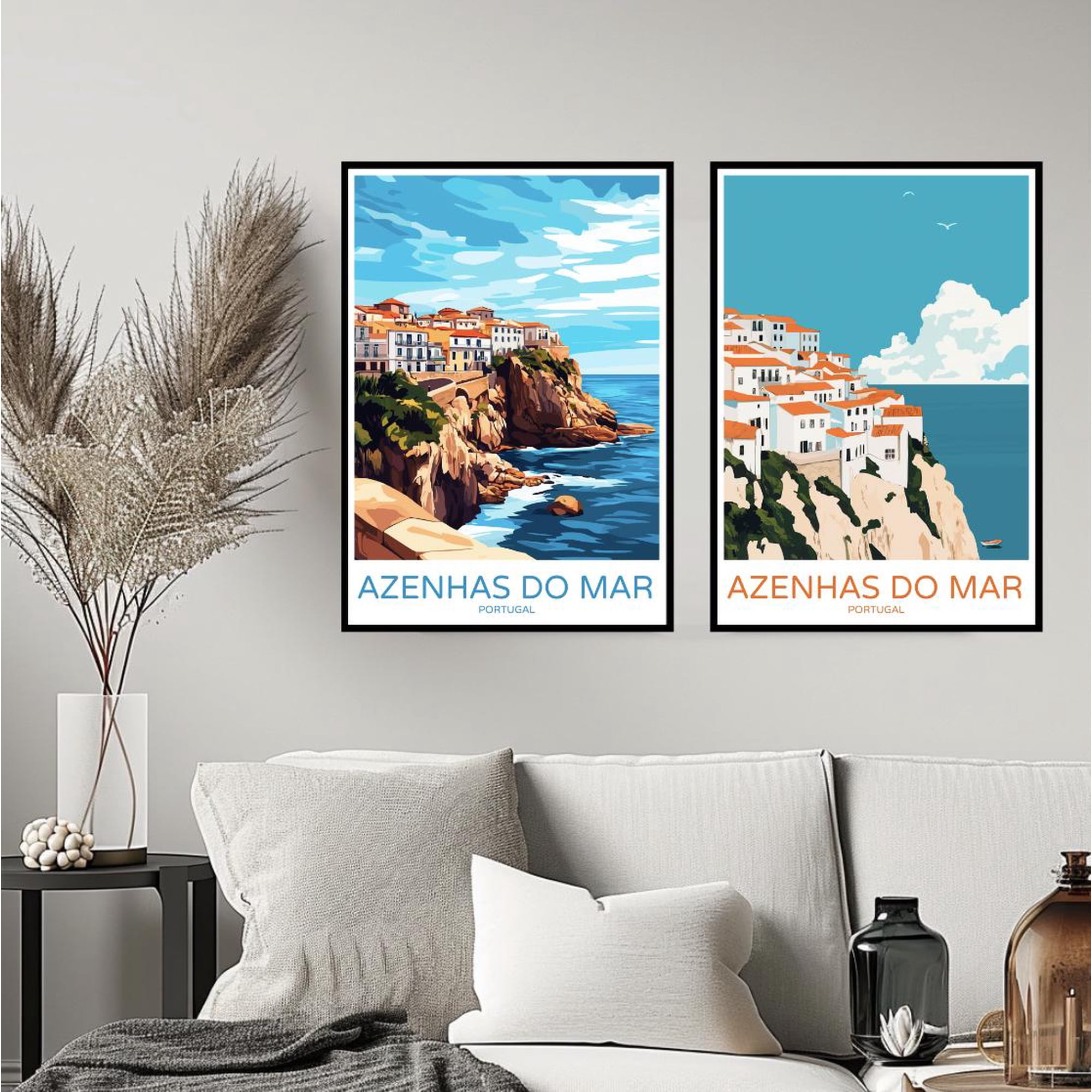 Azenhas Do Mar Portugal Travel Sintra Portuguese Riviera Wall Portugal Poster, Set 2, Poster Only