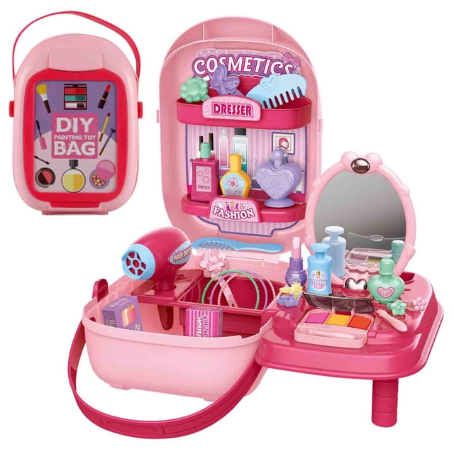 Pink Pink Makeup Role Play Suitcase Set With Pretend Cosmetics For Kids Imaginative Play And Creativity
