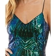 thumbnail image 4 of Next Up Juniors Black Green Sequined V-Neck Scoop-Back Gown Dress, 4 of 4