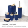 thumbnail image 4 of CERBIOR 7 PCS Bamboo Bathroom Accessories Sets with Trash Can, Soap Dispenser, Soap Dish, Toothbrush Holder, Toothbrush Cup, Toilet Brush and Qtip Holders,Navy Blue, 4 of 11