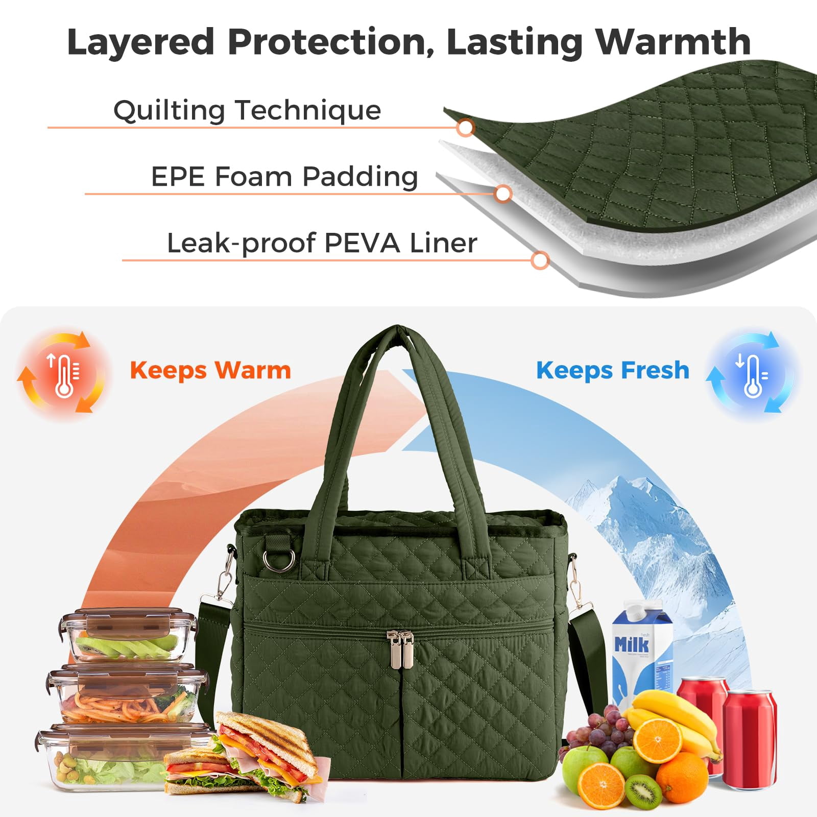 Extra-large Lunch Bag  Box Insulated For Women Tote Soft Cooler Work Outdoor Picnic Trips