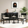 thumbnail image 4 of Gymax Dining Chair w/ Arms Set of 2 Modern Kitchen Chairs & Contoured Backrest Black & Beige, 4 of 7