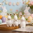 thumbnail image 4 of ZhyrZng Ceramic Bunny Figurine For Spring Table Centerpiece - Bunny Ornament Bunny Figurine Statues Three Piece Set Measuring Four Point Nine Six Inches With Resin Materials, 4 of 6
