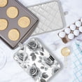 thumbnail image 5 of Two Pieces Of Square Heat Insulation Pad Oven Mitts 7x9.8 Inch Oven Microwave Kitchen Cooking Baking Gray Flowers, 5 of 7