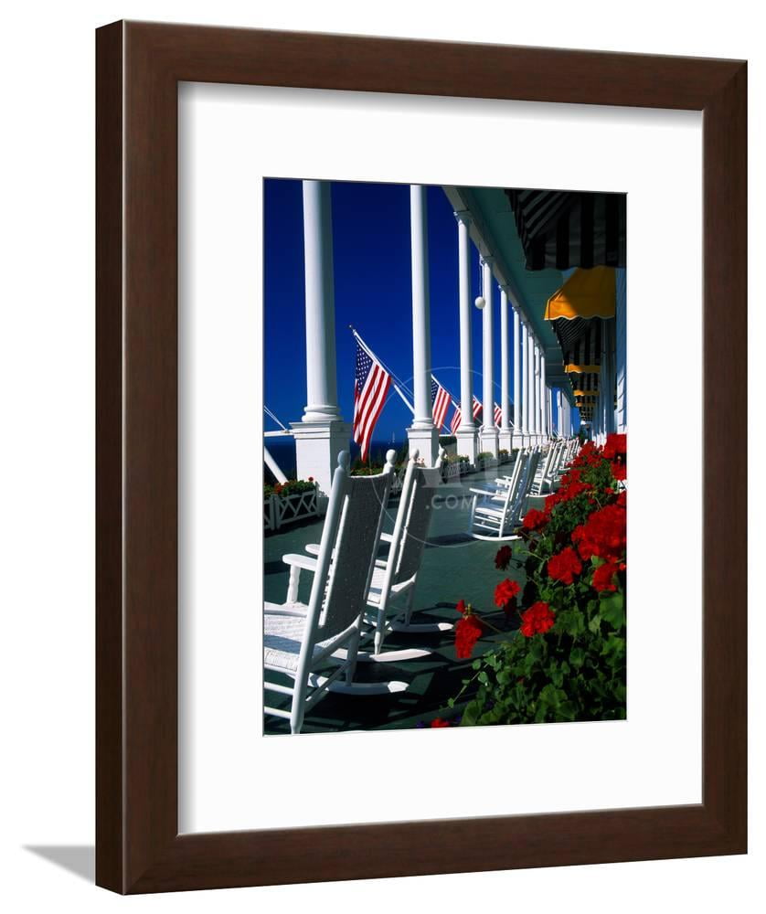 Porch of the Grand Hotel, Mackinac Island, Michigan, USA, Scenic Framed Art Print Wall Art Sold