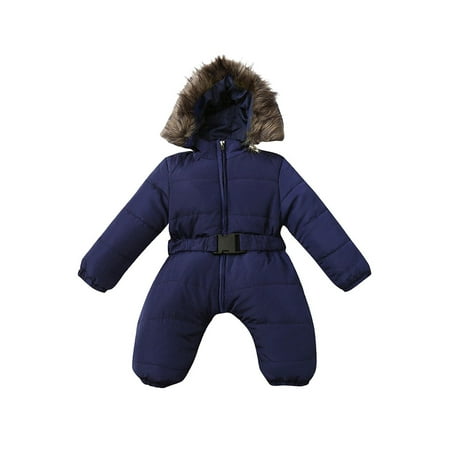 

Bagilaanoe Toddler Baby Girl Boys Winter Quilted Puffer Jumpsuit Long Sleeve Plush Padded Hood Bodysuit 3M 6M 9M 12M 18M 24M 3T Kids Warm Zipper One Piece Romper