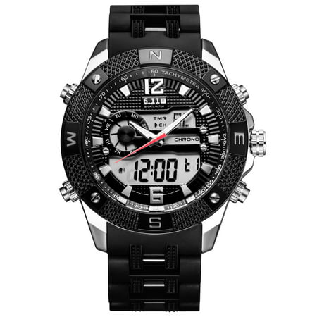 Mens Quartz Watch Black Dial Aolly Case Direction Time Analog Display Fashion Mens Choice Best for Gift