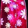 thumbnail image 2 of The Ribbon People Sheer Red Colorful Pastel Flowers Wired Craft Ribbon 1.5" x 40 Yards, 2 of 2