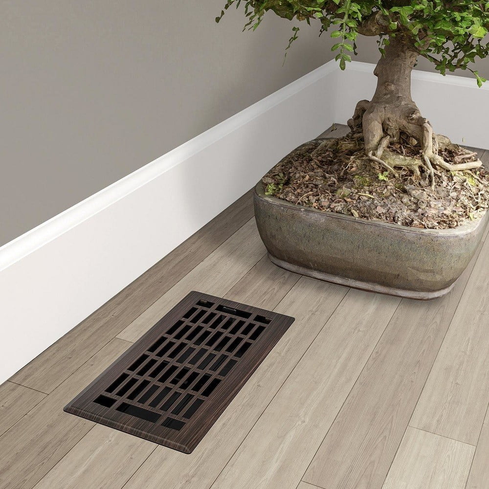 Imperial RG3380 Oil Rubbed Bronze Geneva Design Louvered Floor Register - 2inch x 12inch Duct Opening