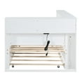 thumbnail image 3 of Twin Size Daybed with 10 Storage Shelves, Wooden Bed with Twin Size Trundle, Shelves and Sockets, No Box Spring Needed, White, 3 of 7
