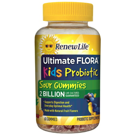 Renew Life - Ultimate Flora Probiotic Sour Gummies - probiotics for kids - 2 Billion - 60 chewable sour