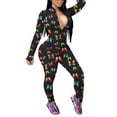 thumbnail image 1 of Women Long Sleeve Front Zipper Bodycon Jumpsuit Rompers Overall, 1 of 6