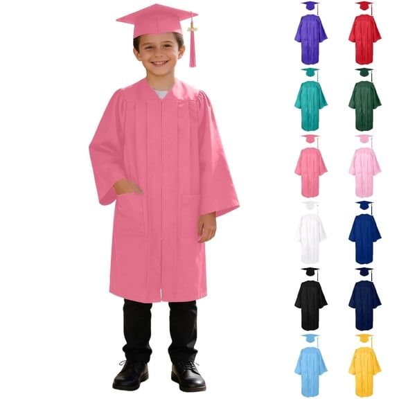 WELOIJEVBE Toddler Graduation Gowns for Kids with Cap Graduation Celebration Dress Outfit Pink Cap and Gown Set 12-13 Years