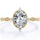 thumbnail image 1 of JeenMata Anillo de Compromiso con Bisel de Filigrana Vintage, Moissanita de Forma Ovalada de 1,5 Quilates y 5 Piedras con Decoración Milgrain en Baño de Oro Amarillo de 18 K sobre Plata, 1 of 6
