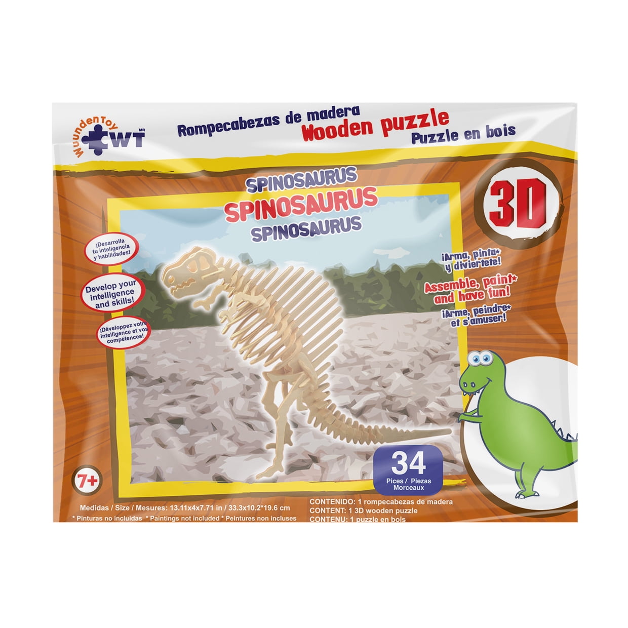Spinosaurus wooden 3D Puzzle Wood Craft Construction Kit 