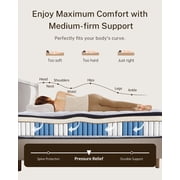 Twin Size Mattress, 12 Inch Hybrid Mattress in a Box, Memory Foam Pocket Coils Innerspring Mattresses, Fiberglass Free, Pressure Relief, Medium Firm