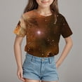 thumbnail image 2 of TOWED22 Girls Short Sleeve T Shirts Kids Summer Tops Crewneck Tees 5-14 Years(Gold,4-5 Y), 2 of 4