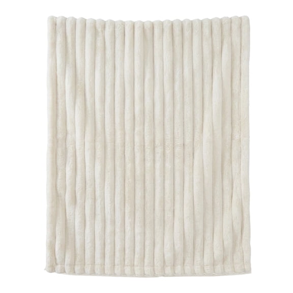 Deeceymbur Thick Double Layer Raschel Fleece Blanket Warm Cozy Plush Striped for Bed Sofa Winter Snuggle