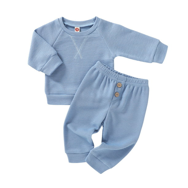 Tiny Cutey Infant Baby Boy Fall Clothes Outfits Toddler Waffle Solid ...