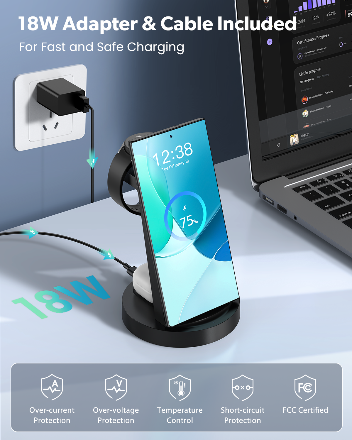 Etepehi 3-in-1 Wireless Charging Station for Samsung photo 4