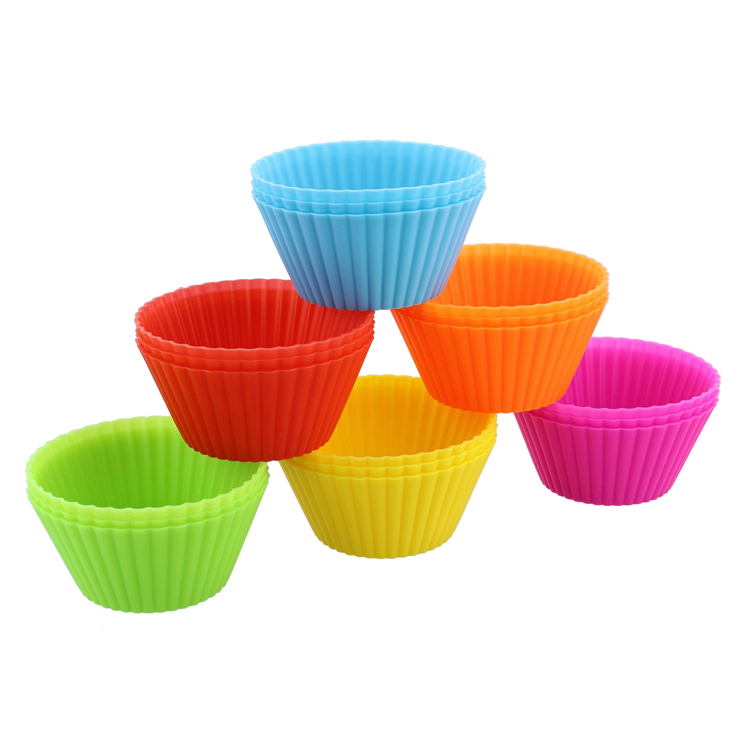 Silicone Cupcake Baking Cups Reusable Muffin Liners Small Bicolor Set – 7  Penn
