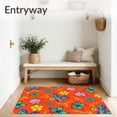 thumbnail image 3 of ODIKA 6'x9' Machine Washable Non-Slip Area Rug, Garden Floral Meadow Springtime Fantasy High Traffic Rug with Pad, Orange, 724015, 3 of 8