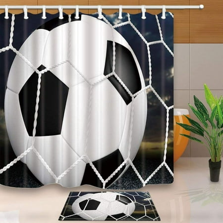 Bosdeco Sports Decor Soccer Shower Curtain 66x72 Inches With Floor Doormat Bath Rugs 15 7x23 6 Canada Bosdeco Sports Decor Soccer Shower, Soccer Shower Curtain