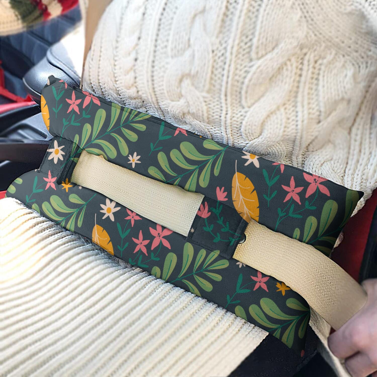 Blossom Pattern Seat Belt Pillow - Post Surgery Comfort Cushion for Breast & Chest Recovery