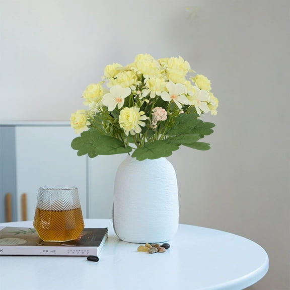 Hmgxay Faux Hydrangea Arrangement, Lifelike Chrysanthemum Bouquet, Artificial Floral Centerpiece, Silk Flower Decoration for Home and Wedding(Yellow)