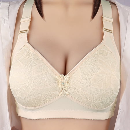 

Summer Savings Clearance 2023! Loopsun Womens Bras Wireless Solid Push Up Embroidered Glossy Comfortable Breathable Bra Underwear Beige